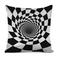Black And White Hypnotic Illusion Print Pillow Cover
