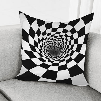 Black And White Hypnotic Illusion Print Pillow Cover