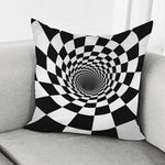 Black And White Hypnotic Illusion Print Pillow Cover