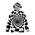 Black And White Hypnotic Illusion Print Pullover Hoodie