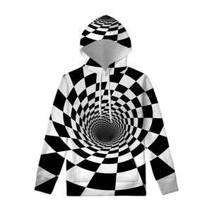 Black And White Hypnotic Illusion Print Pullover Hoodie