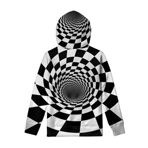 Black And White Hypnotic Illusion Print Pullover Hoodie