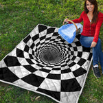 Black And White Hypnotic Illusion Print Quilt