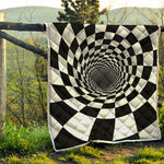 Black And White Hypnotic Illusion Print Quilt