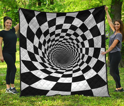 Black And White Hypnotic Illusion Print Quilt