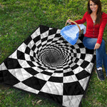 Black And White Hypnotic Illusion Print Quilt