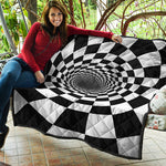 Black And White Hypnotic Illusion Print Quilt