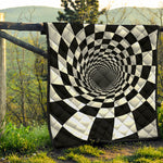 Black And White Hypnotic Illusion Print Quilt
