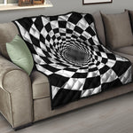 Black And White Hypnotic Illusion Print Quilt