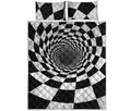 Black And White Hypnotic Illusion Print Quilt Bed Set
