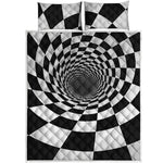 Black And White Hypnotic Illusion Print Quilt Bed Set