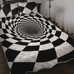 Black And White Hypnotic Illusion Print Quilt Bed Set