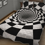 Black And White Hypnotic Illusion Print Quilt Bed Set