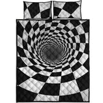 Black And White Hypnotic Illusion Print Quilt Bed Set