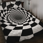Black And White Hypnotic Illusion Print Quilt Bed Set