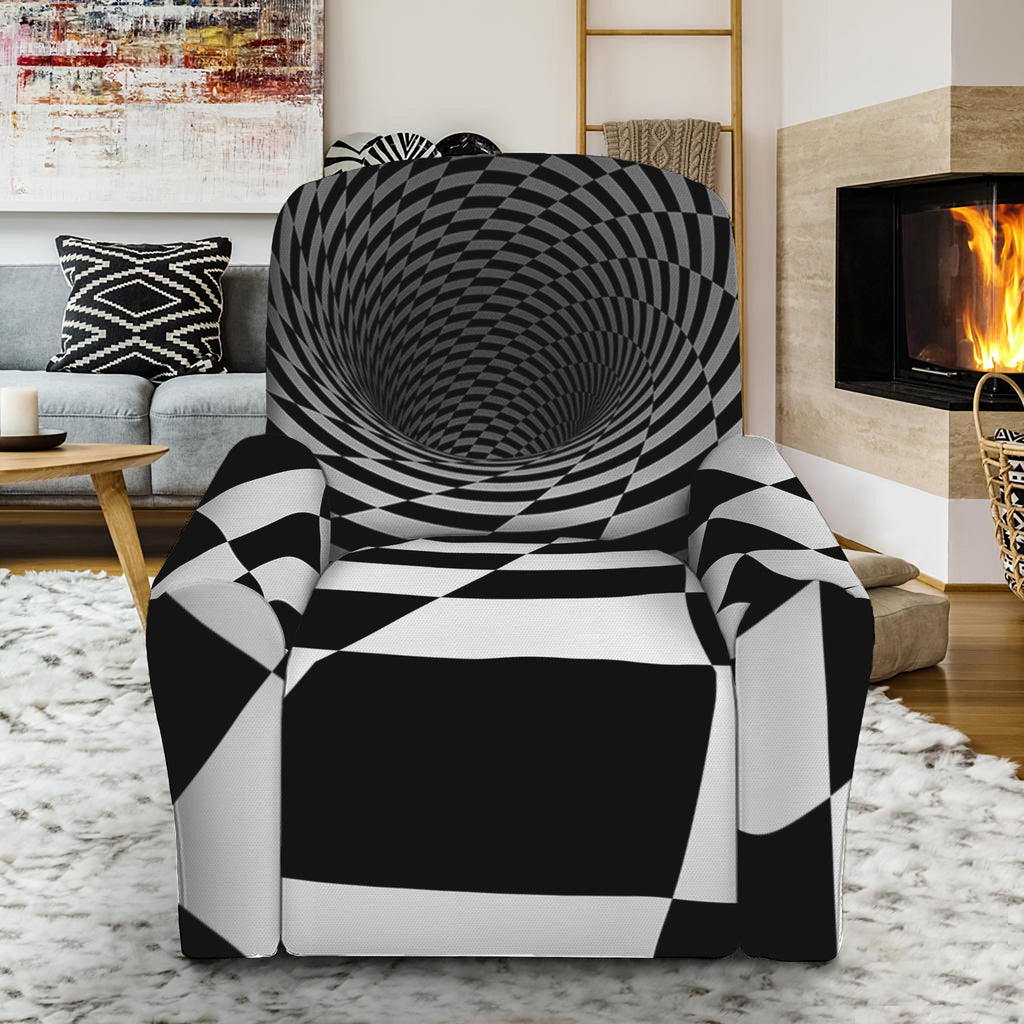 Black And White Hypnotic Illusion Print Recliner Slipcover