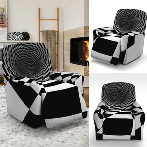 Black And White Hypnotic Illusion Print Recliner Slipcover