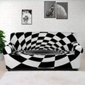 Black And White Hypnotic Illusion Print Sofa Cover