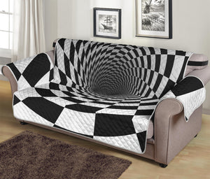 Black And White Hypnotic Illusion Print Sofa Protector