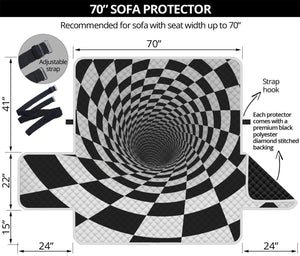 Black And White Hypnotic Illusion Print Sofa Protector