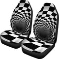 Black And White Hypnotic Illusion Print Universal Fit Car Seat Covers