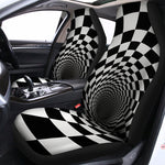 Black And White Hypnotic Illusion Print Universal Fit Car Seat Covers