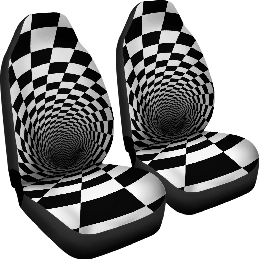 Black And White Hypnotic Illusion Print Universal Fit Car Seat Covers