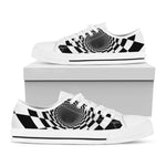 Black And White Hypnotic Illusion Print White Low Top Shoes