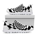 Black And White Hypnotic Illusion Print White Running Shoes