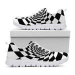Black And White Hypnotic Illusion Print White Sneakers