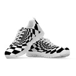 Black And White Hypnotic Illusion Print White Sneakers
