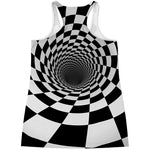 Black And White Hypnotic Illusion Print Women's Racerback Tank Top