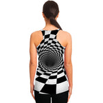 Black And White Hypnotic Illusion Print Women's Racerback Tank Top