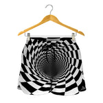 Black And White Hypnotic Illusion Print Women's Shorts