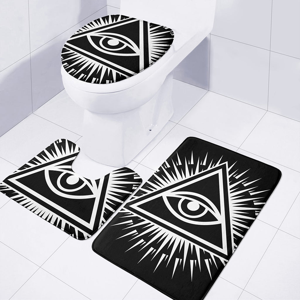 Black And White Illuminati Print 3 Piece Bath Mat Set