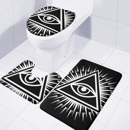 Black And White Illuminati Print 3 Piece Bath Mat Set