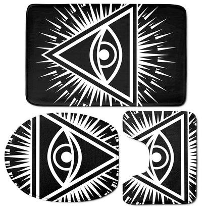 Black And White Illuminati Print 3 Piece Bath Mat Set