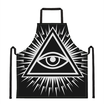 Black And White Illuminati Print Apron