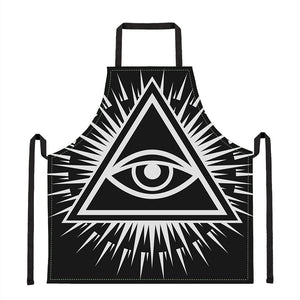 Black And White Illuminati Print Apron