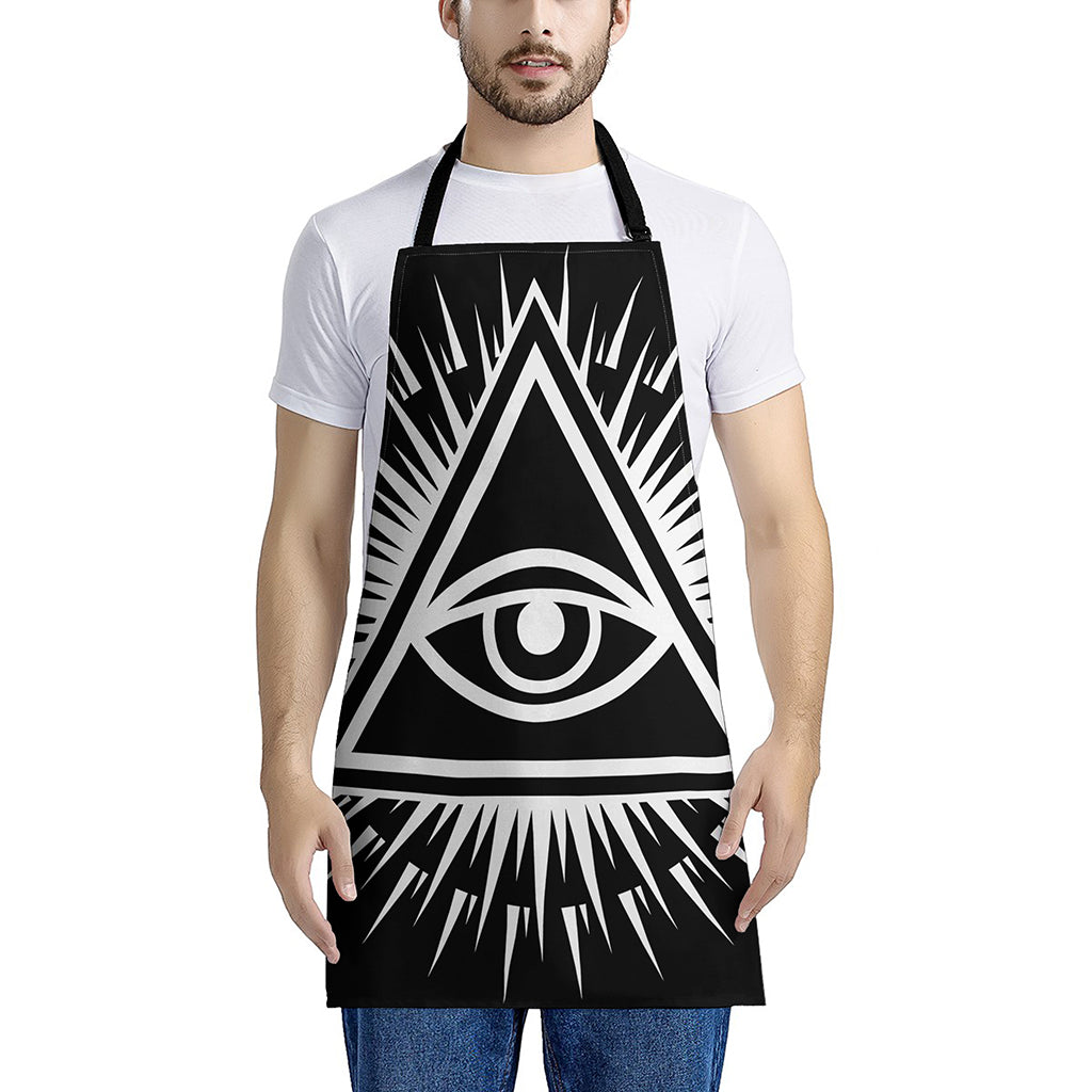 Black And White Illuminati Print Apron