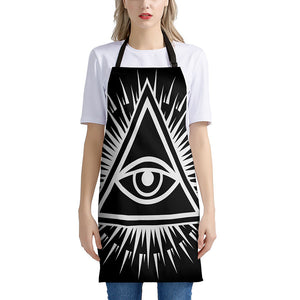 Black And White Illuminati Print Apron