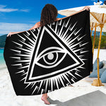 Black And White Illuminati Print Beach Sarong Wrap