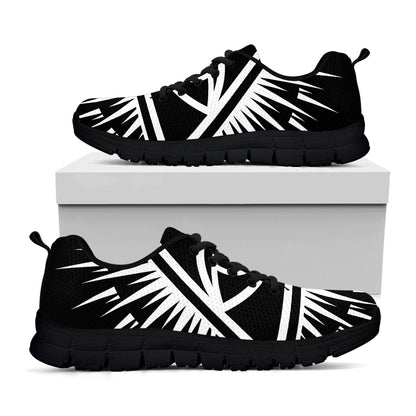 Black And White Illuminati Print Black Sneakers