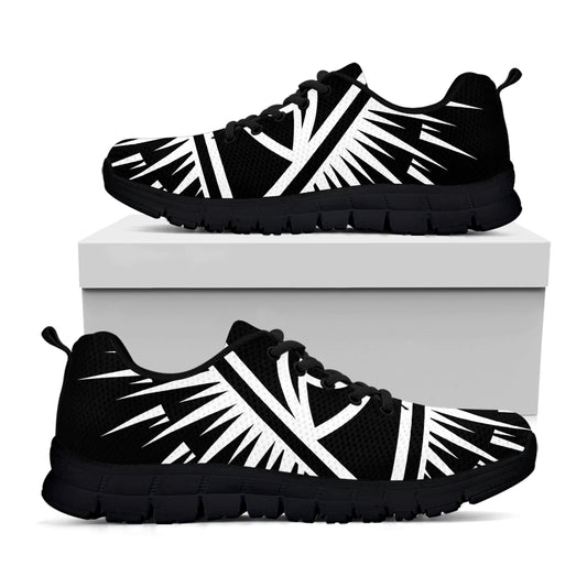 Black And White Illuminati Print Black Sneakers