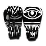 Black And White Illuminati Print Boxing Gloves
