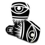Black And White Illuminati Print Boxing Gloves