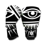 Black And White Illuminati Print Boxing Gloves
