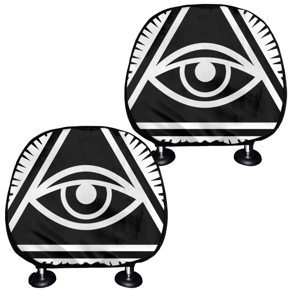 Black And White Illuminati Print Car Headrest Covers