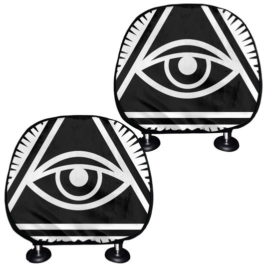 Black And White Illuminati Print Car Headrest Covers