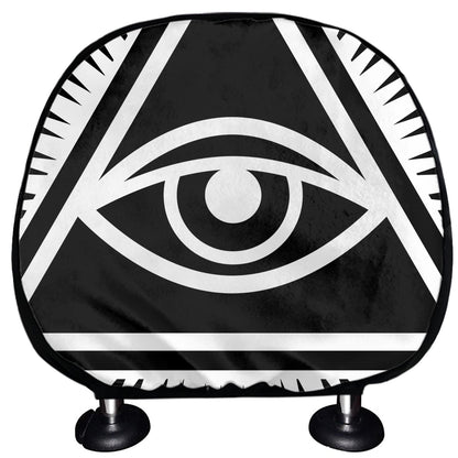 Black And White Illuminati Print Car Headrest Covers